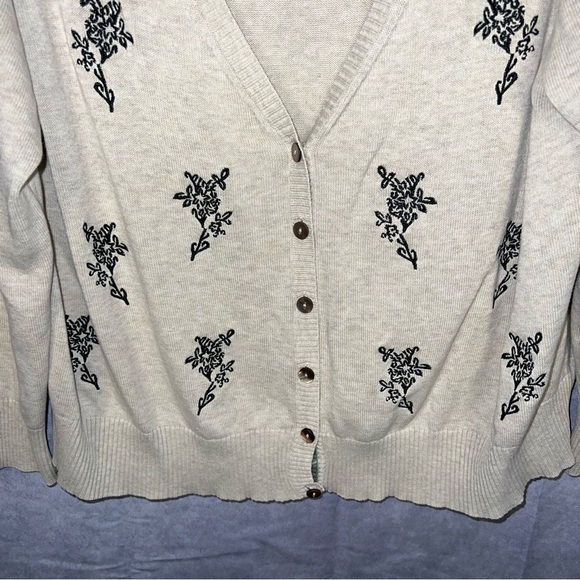 Sundance Oatmeal Embroidered Long Sleeve Button Up Boho Cardigan Sweater XXL - Picture 6 of 12